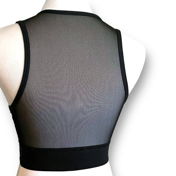 Alala Thermal Sports Bra Sz Small Black High Neck Sheer Mesh Back Wire Free - Picture 10 of 11